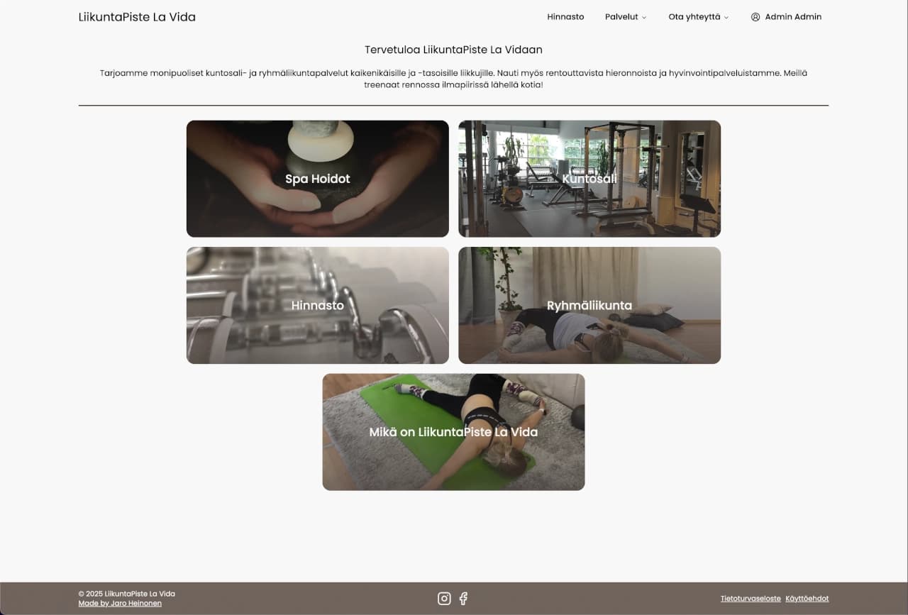 Business Website - Liikuntapiste Lavida